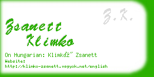 zsanett klimko business card